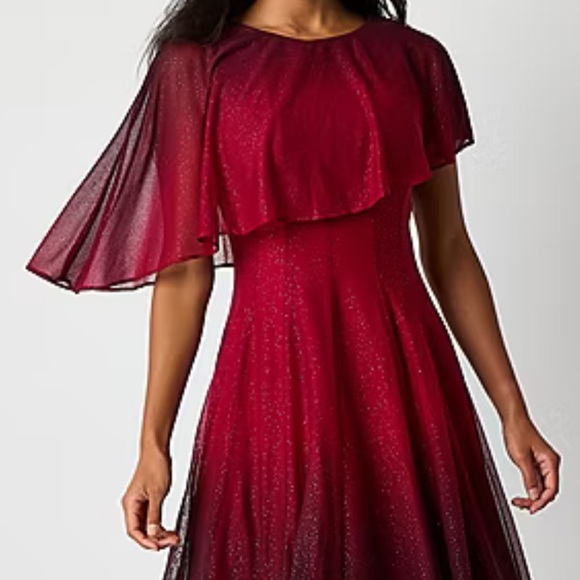 New!Danny & Nicole Womens Short Sleeve Ombre Midi Fit + Flare Dress size 24W - Picture 4 of 6